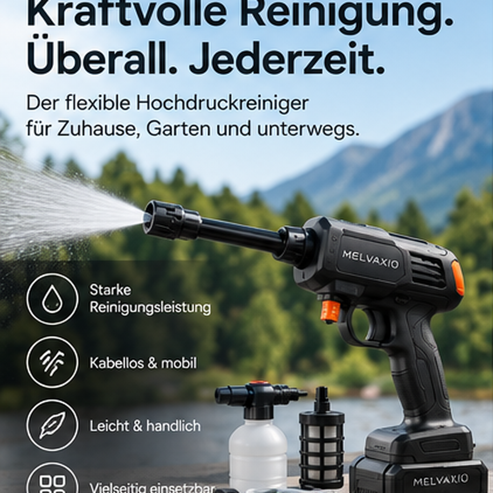 MELVAXIQ HydroJet P20 Cordless Pressure Washer